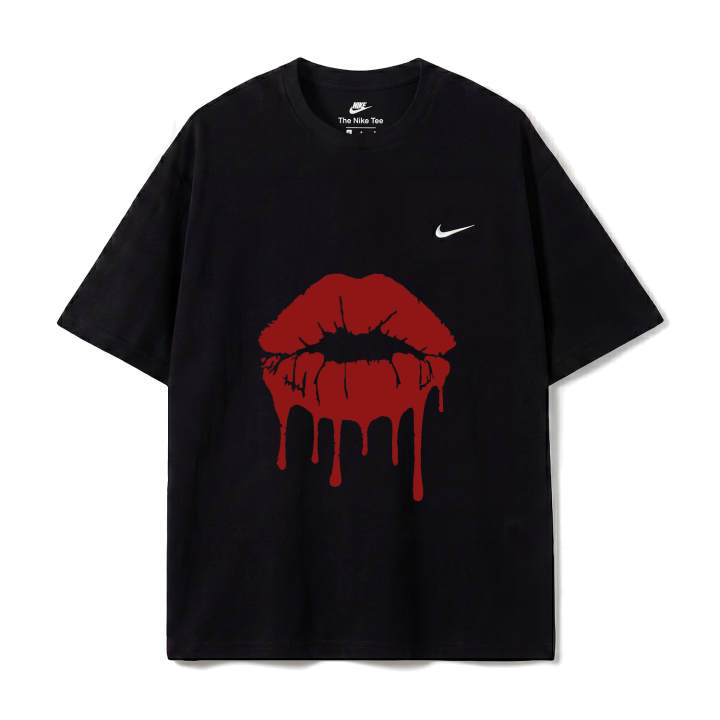 Nike Nike Sportswear T Shirts Unisex Red Black Crew Neck Thin Straight Fit