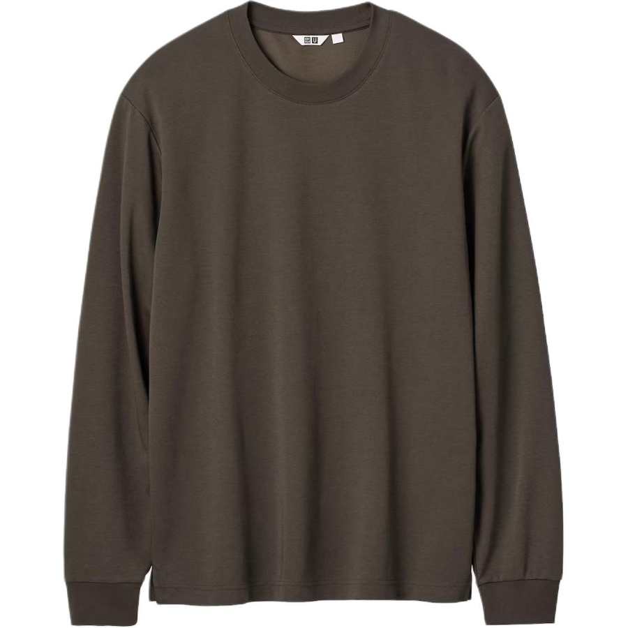 UNIQLO AIRism Sweatshirts Unisex Dark Brown Crew Neck Moderate