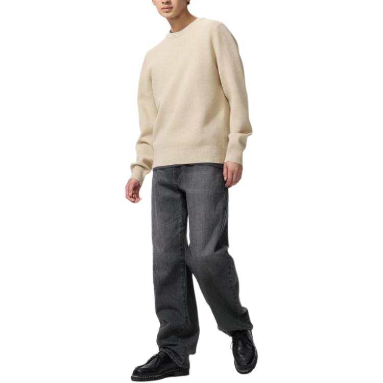 UNIQLO Knitwear Unisex Beige Crew Neck Moderate