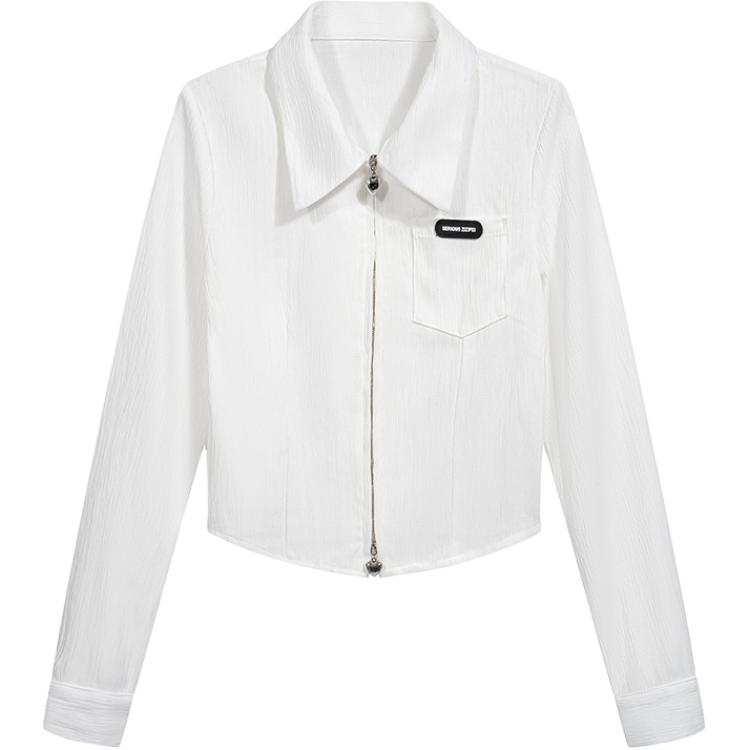 CHARM GLOW Polo Shirts Women's White Polo Collar Moderate A Line
