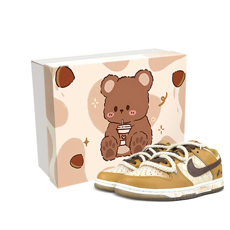 Nike Nike Dunk Skateboard Shoes Women's Low Top Beige/Brown/Yellow