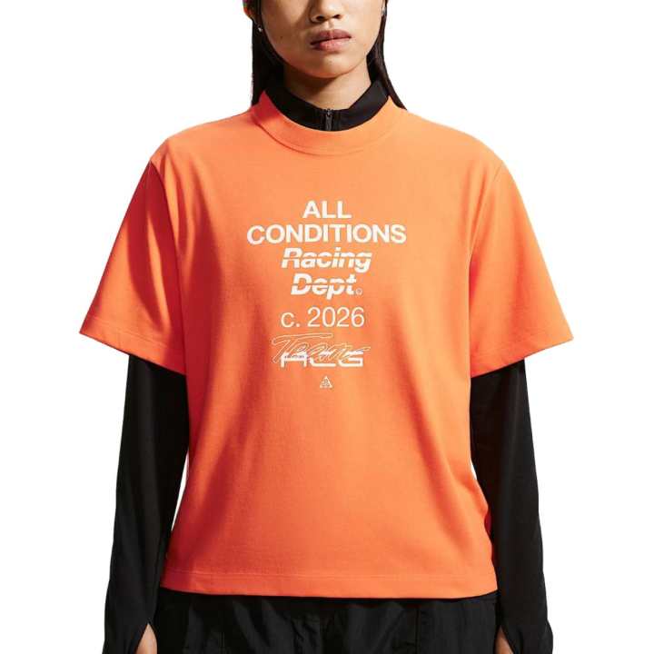 Nike Nike ACG Quick Dry T Shirts Women's Safety Orange Crew Neck Moderate