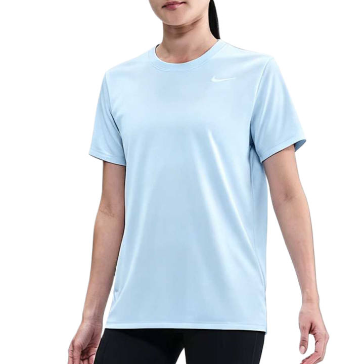 Nike Nike T Shirts Women's Azure Blue/white Crew Neck Moderate