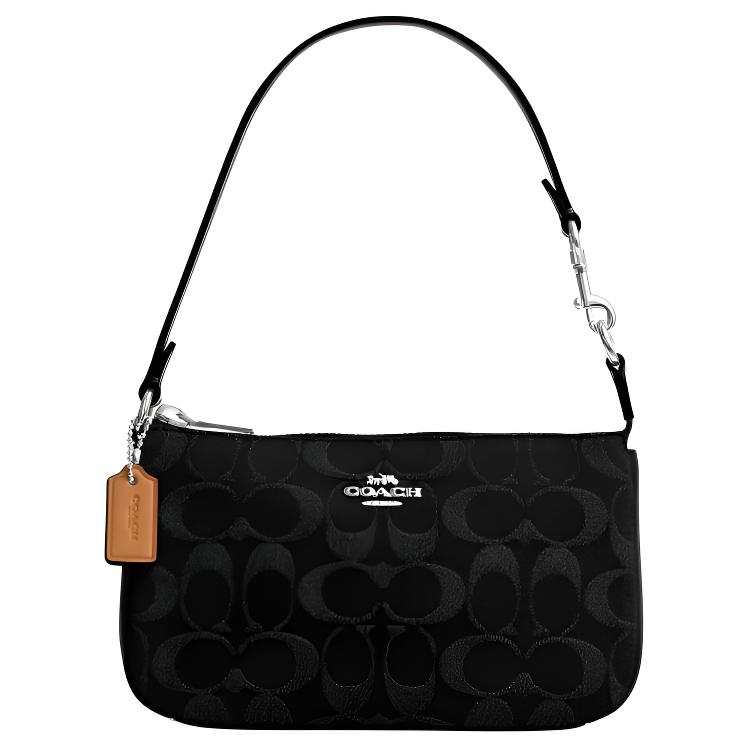 COACH Nolita Cotton With Cow Leather Underarm Shoulder Bag Small Women's Black