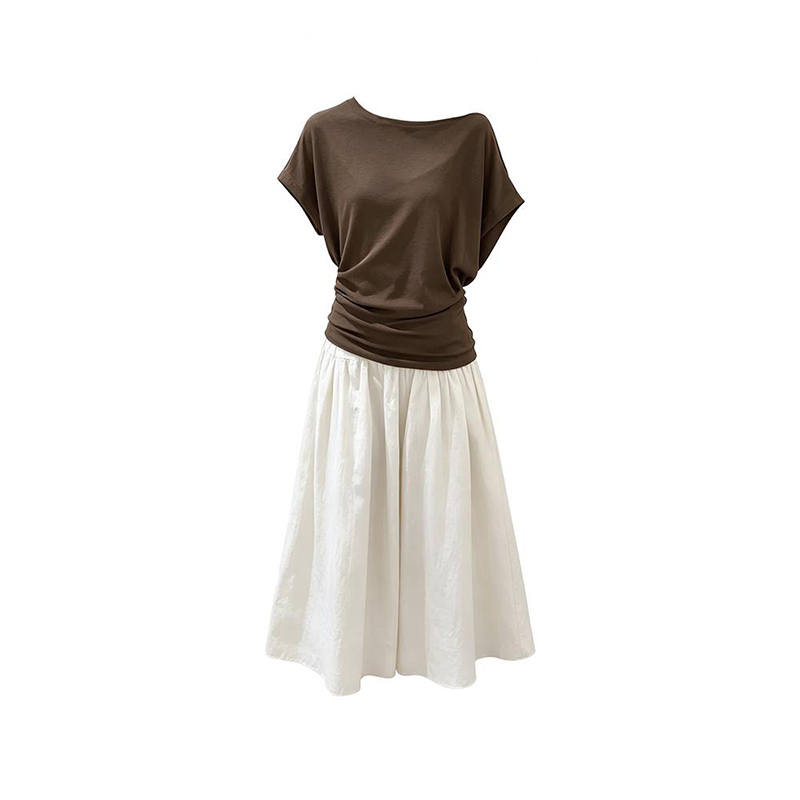 MARIE·COCO Two Piece Skirt Sets Women's Asymmetrical Collar Moderate Long Skirt