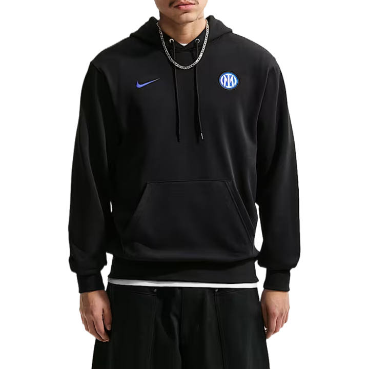 Nike Nike Club Sweatshirts Men's Black/Lion Blue Hooded Non Detachable Moderate