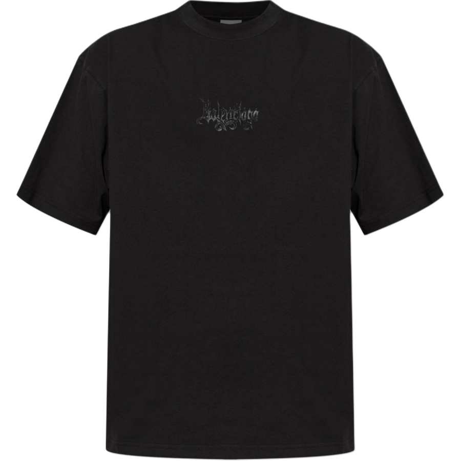 Balenciaga T Shirts Men's Black Crew Neck Moderate