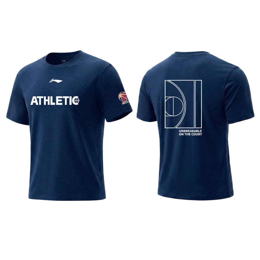Li-Ning Li Ning CBA Collection T Shirts Unisex Guangdong Blue Crew Neck Moderate