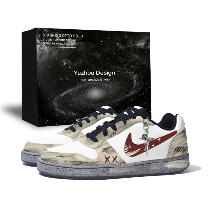Nike Nike EBERNON Skateboard Shoes Men's Low Top White Beige & Red Gray