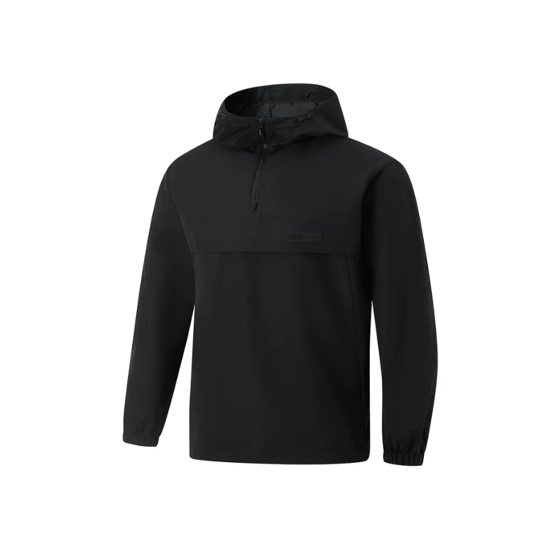 Li-Ning Li Ning Trench Coats Men's Black Trench Coat Hooded Non Detachable Moderate