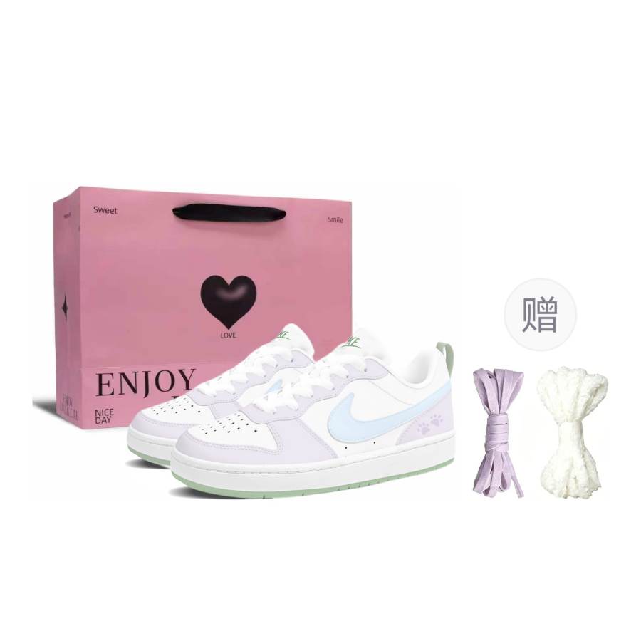 Nike Nike Court Borough Skateboard Shoes Women's Low Top White/Purple/Green/Blue