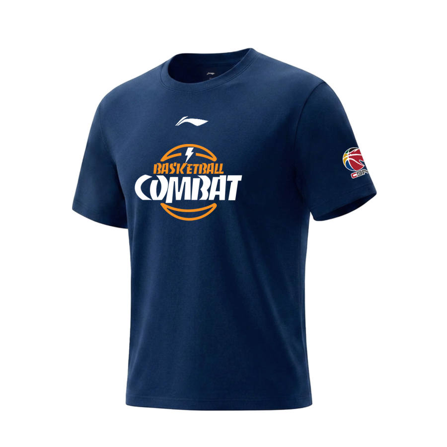 Li-Ning Li Ning CBA Collection T Shirts Unisex Guangdong Blue Crew Neck Moderate