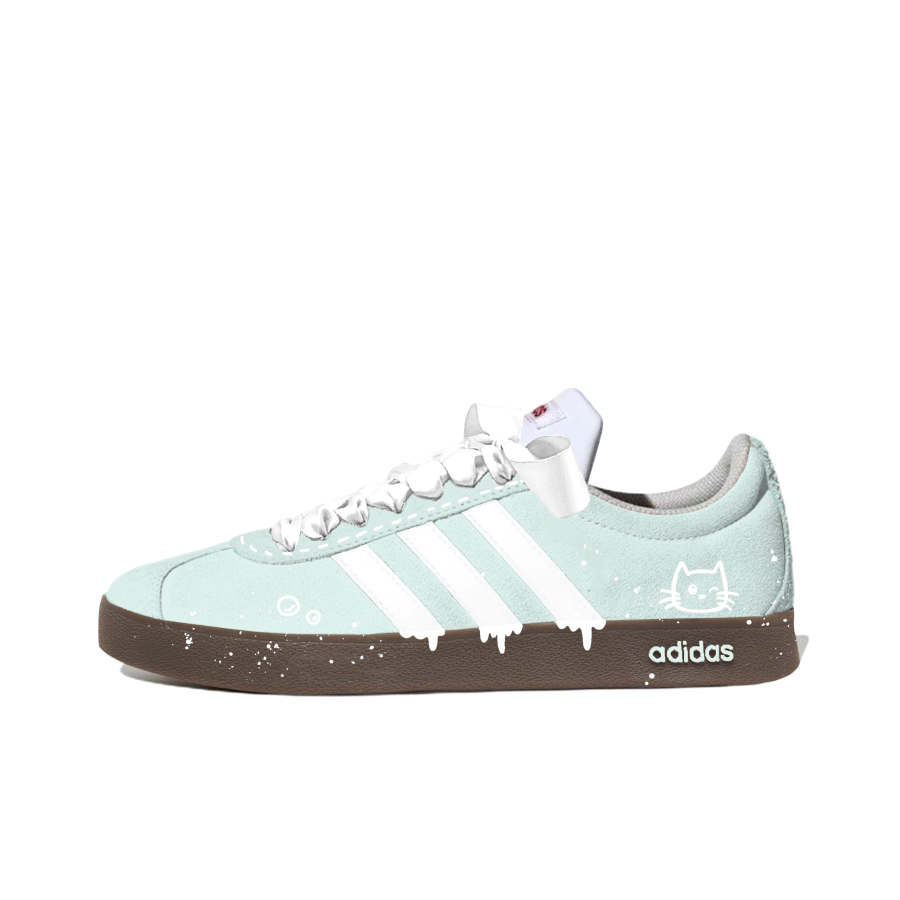 Adidas Adidas Vl Court Classic German Army Trainers Women's Low Top White/Cyan