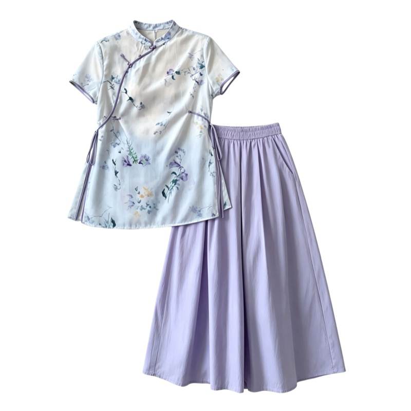 CPAURA Two Piece Skirt Sets Women's Moderate Long Skirt
