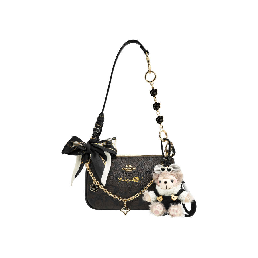COACH Nolita Shoulder Bags Black Gold Camellia