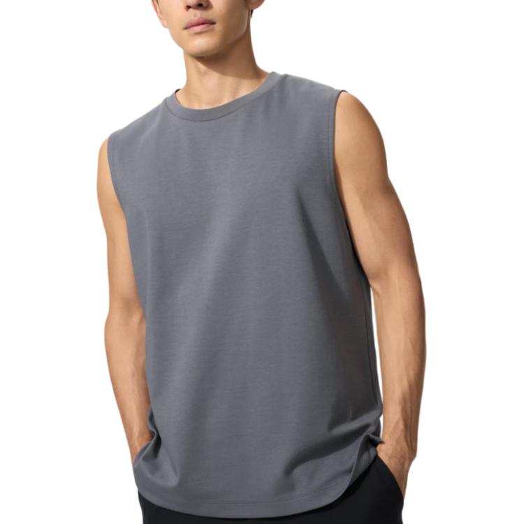 UNIQLO Tank Tops Unisex Gray Crew Neck Moderate