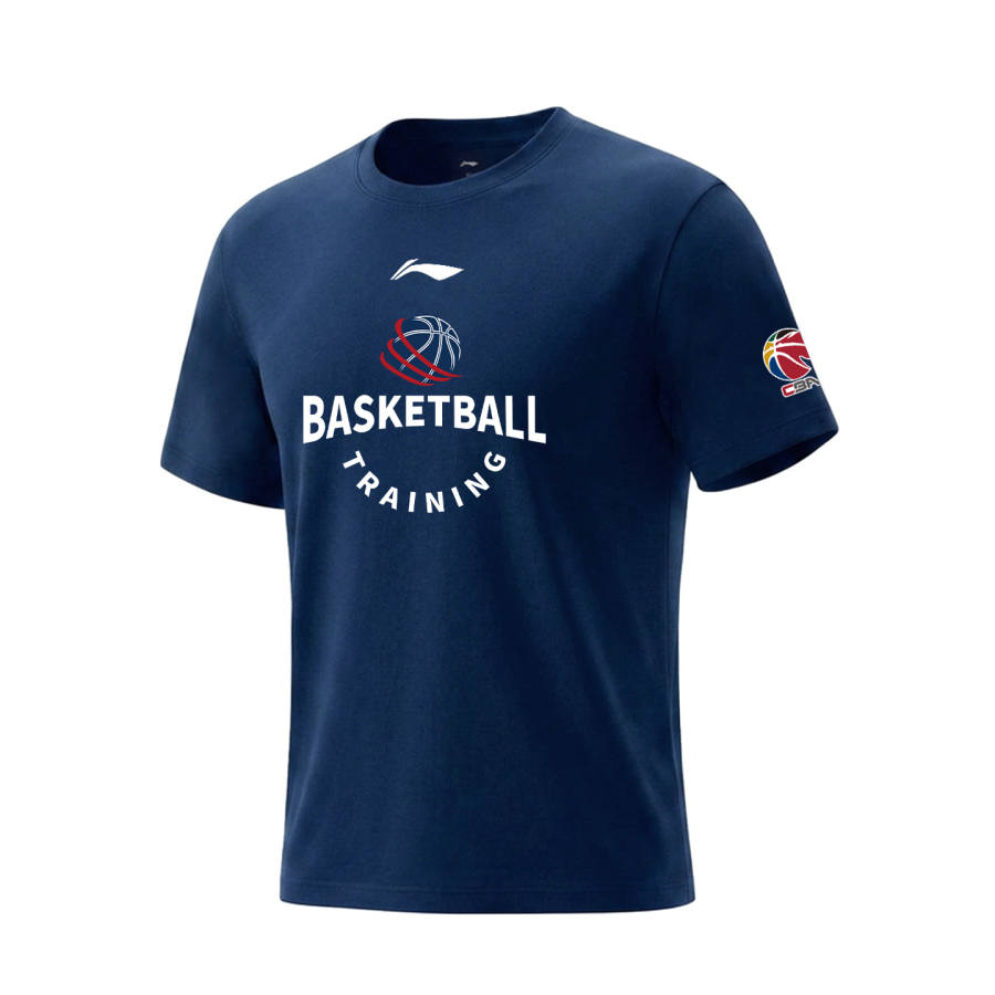 Li-Ning Li Ning CBA Collection T Shirts Unisex Guangdong Blue Crew Neck Moderate
