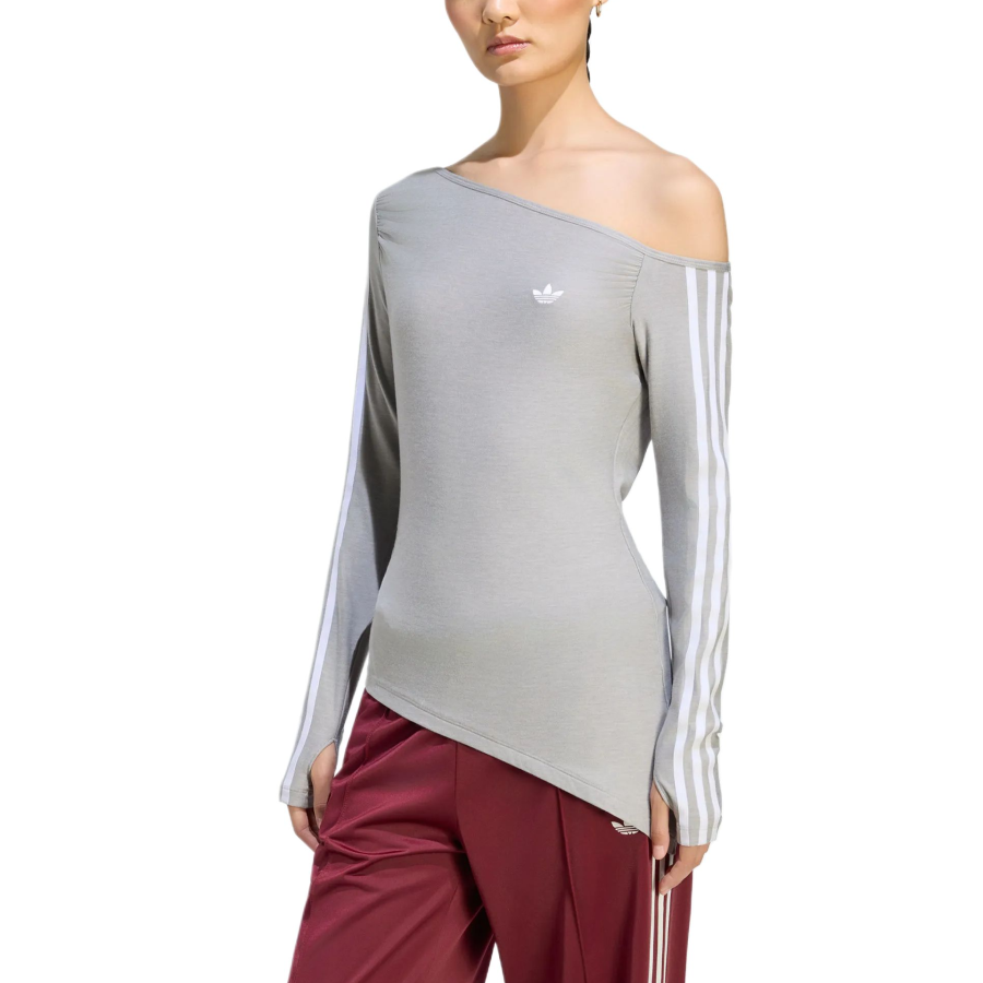 Adidas Originals Top T Shirts Women's Medium Heather Gray Asymmetrical Collar Moderate Other