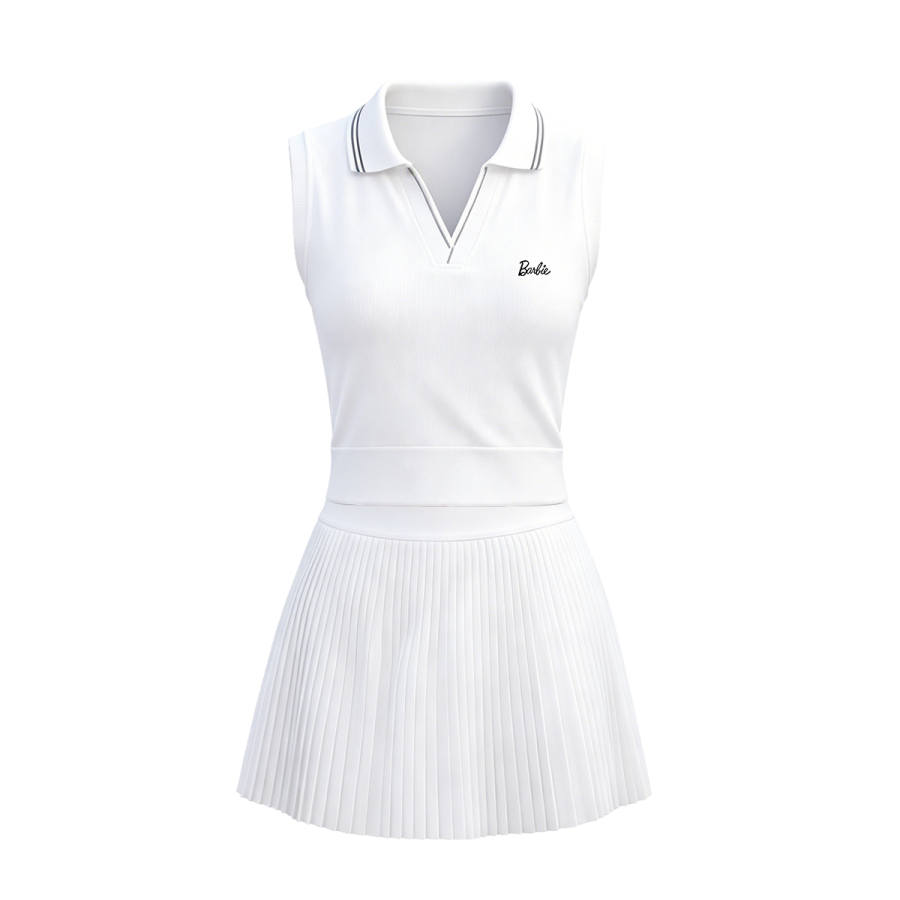 Barbie Sleeveless Dresses Women's Polo Collar Thin Short Skirt A Line Skirt