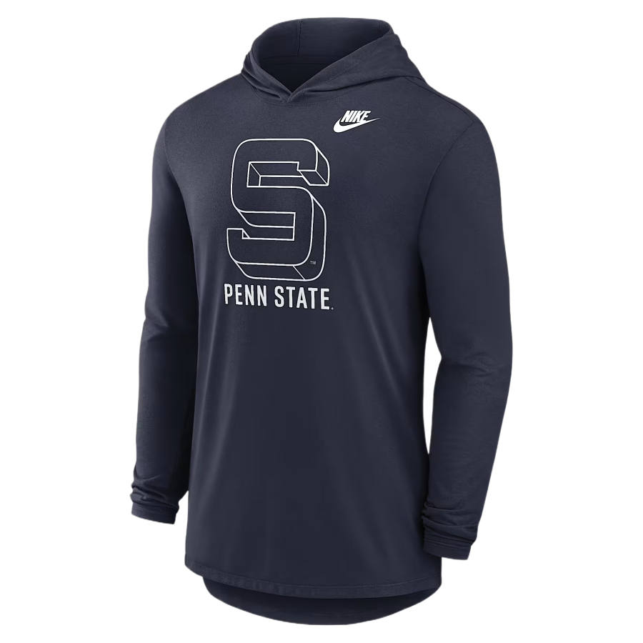 Nike Nike Dri Fit College T Shirts Men's Marine Blue Hooded Non Detachable Moderate