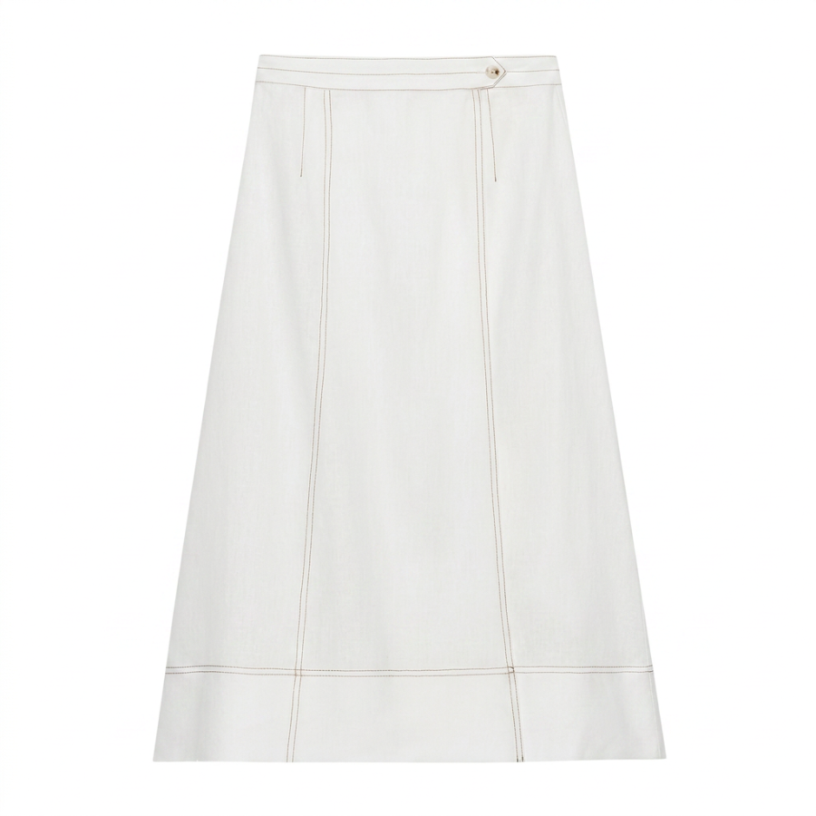 ZARA Casual Long Skirts Women's White Moderate Long Skirt A Line Skirt