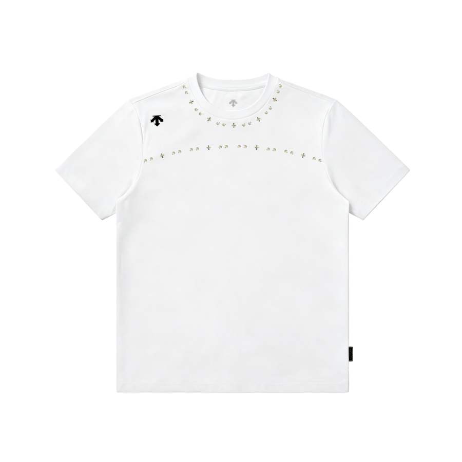 DESCENTE T Shirts Unisex White Crew Neck Moderate Other