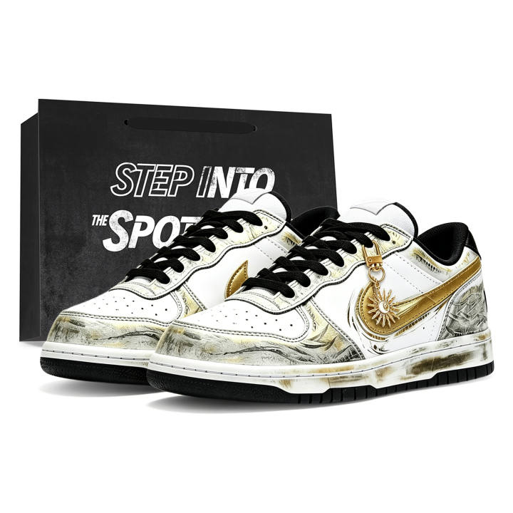 Nike Nike Big Skateboard Shoes Men's Low Top White/Gold/Black