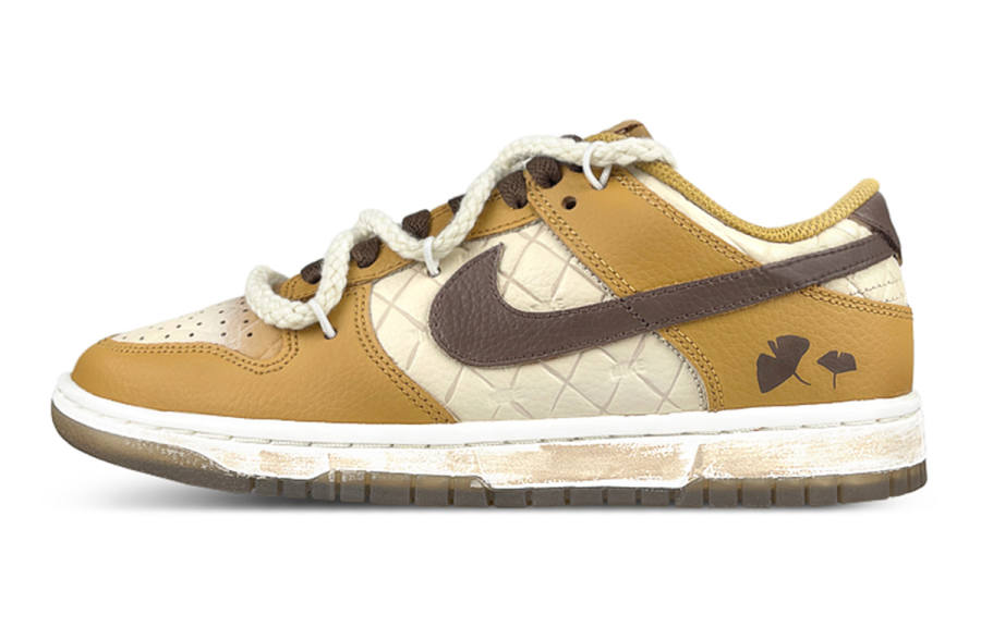 Nike Nike Dunk Skateboard Shoes Women's Low Top Beige/Brown/Yellow