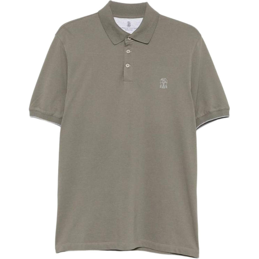 Brunello Cucinelli Polo Shirts Men's Gray Polo Collar Moderate Straight Fit