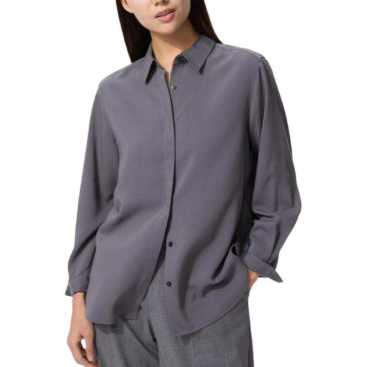 UNIQLO Shirts Women's Gray Lapel