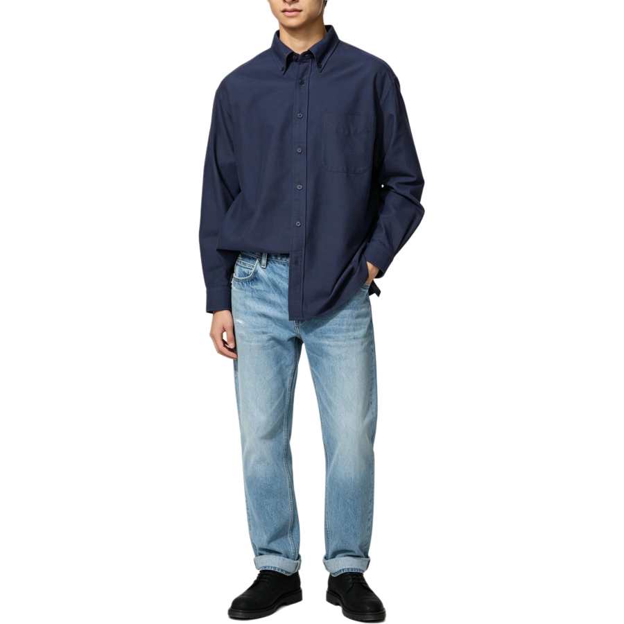 UNIQLO Shirts Men's Marine Blue Moderate