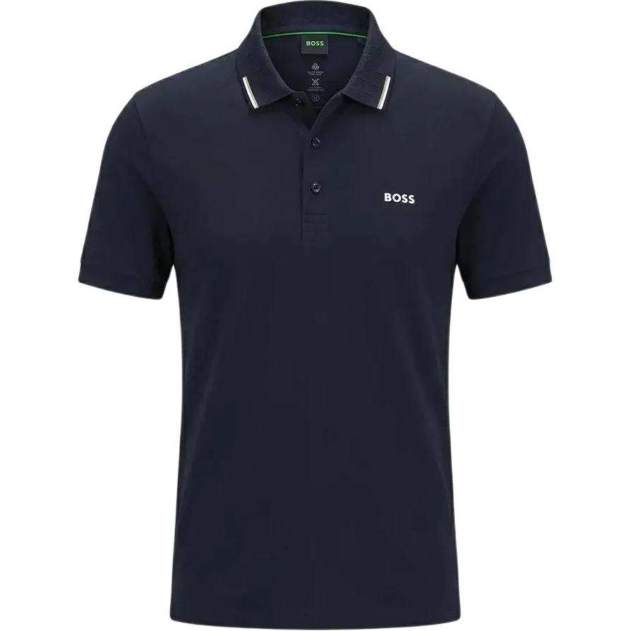 HUGO BOSS Polo Shirts Men's Dark Blue Polo Collar Moderate Straight Fit