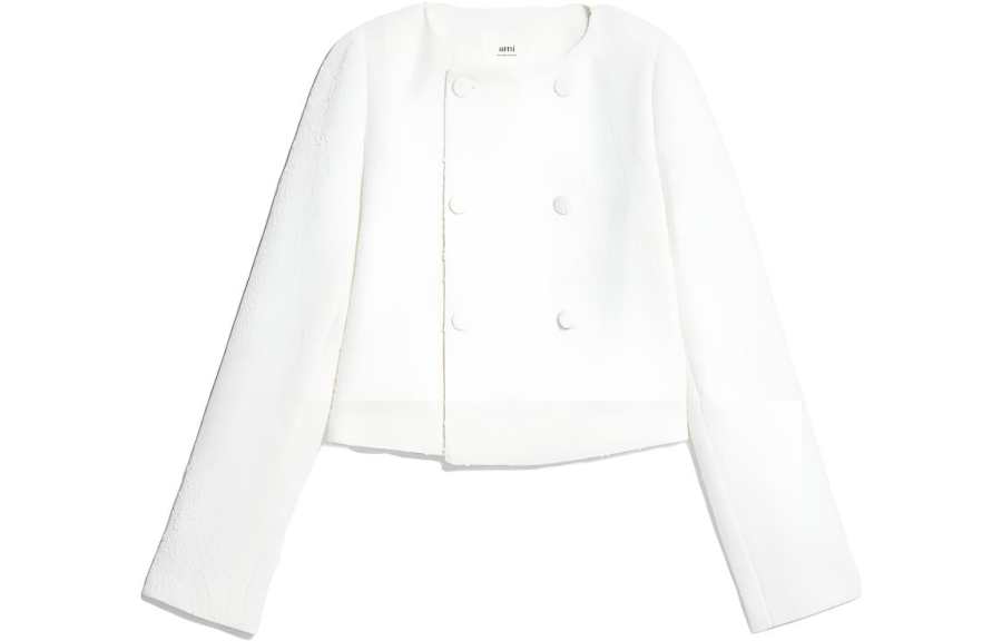 AMIPARIS Cropped Coats Women's White Crew Neck Moderate