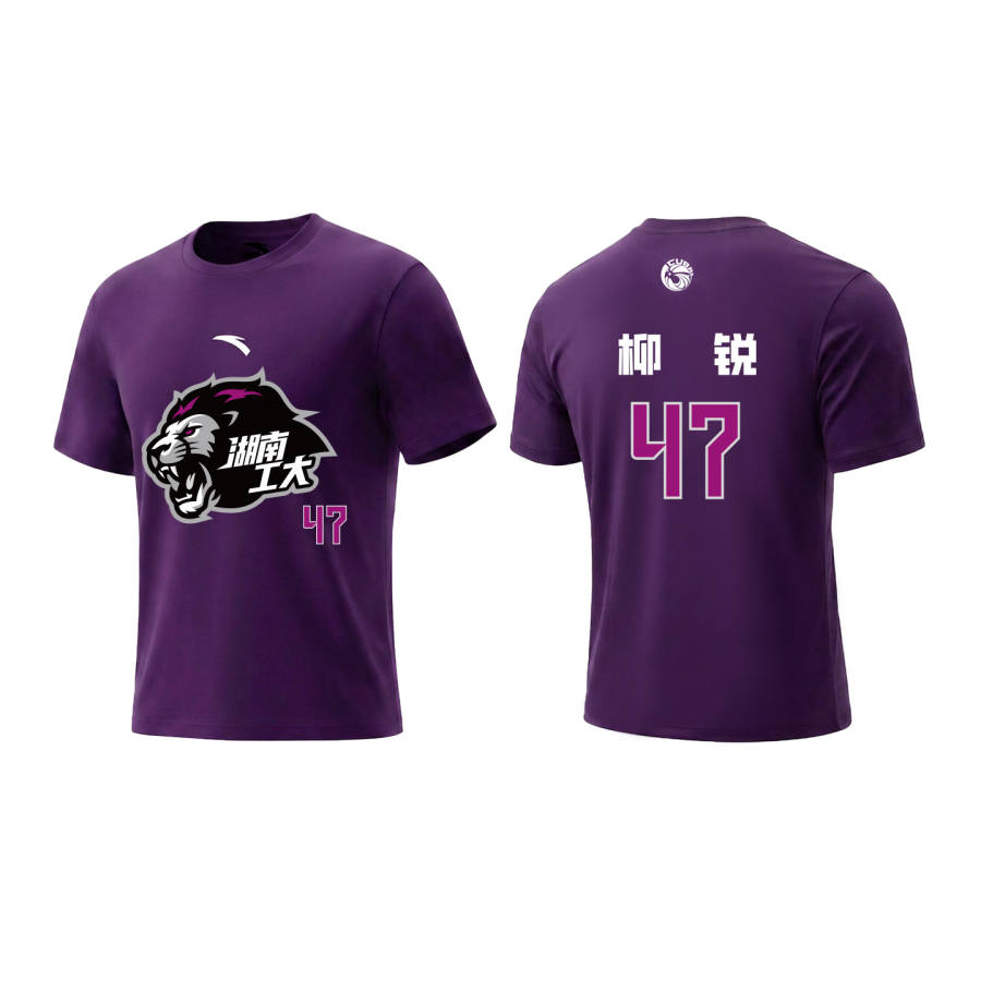 ANTA T Shirts Unisex Dark Navy Purple Crew Neck Moderate