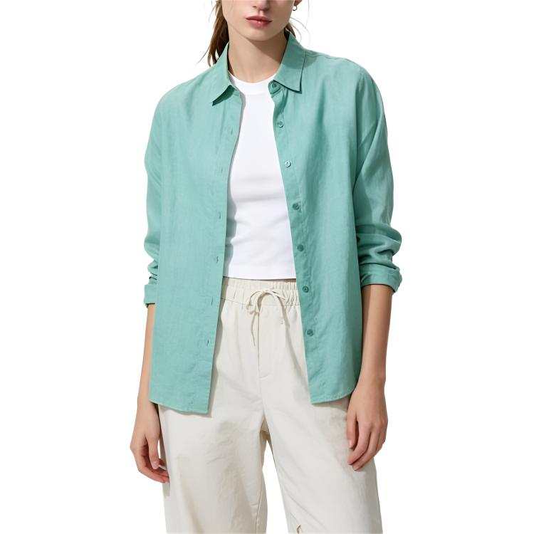 UNIQLO Shirts Women's Green Lapel