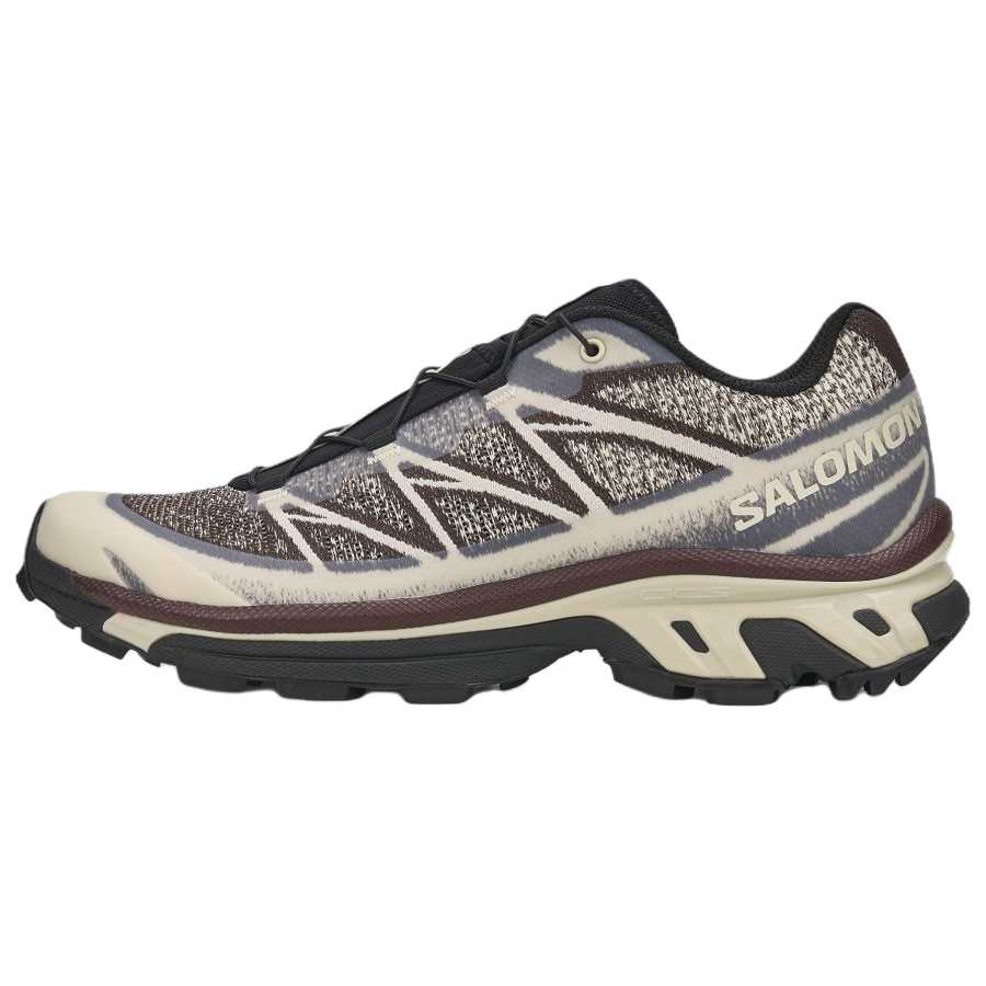 SALOMON XT 6 SHADOW Running Shoes Unisex Low Top Black Coffee Gray/Almond Milk White