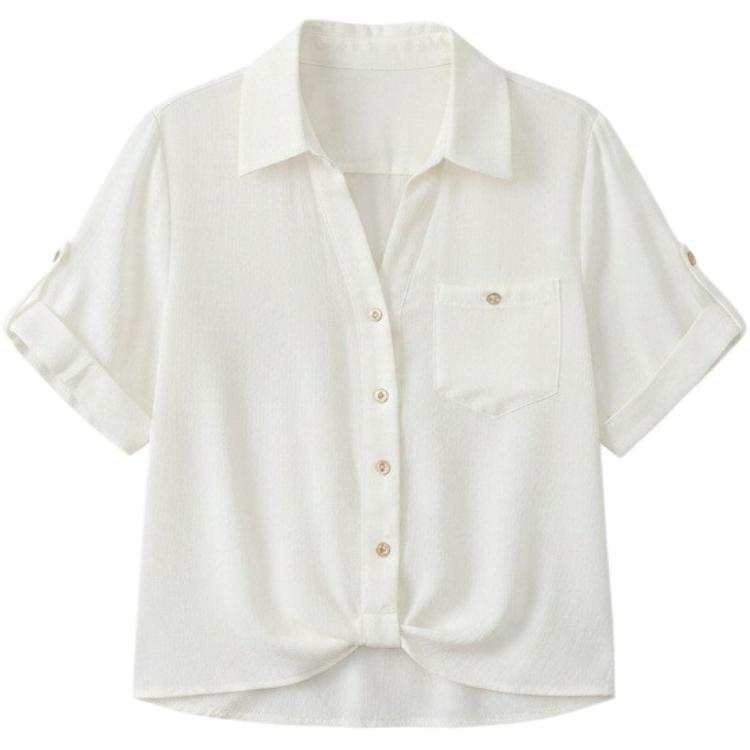 CHARM GLOW Polo Shirts Women's Apricot Polo Collar Moderate A Line
