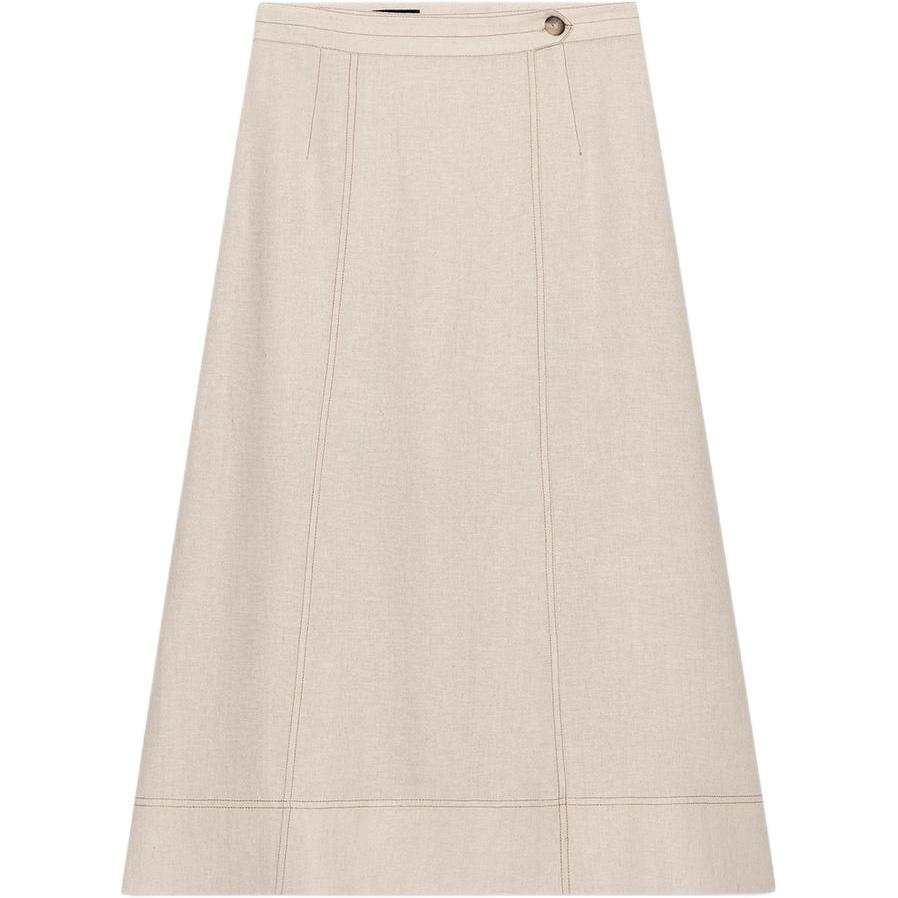 ZARA Casual Long Skirts Women's Light Beige Moderate A Line Skirt