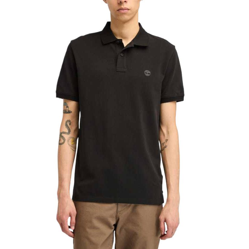 Timberland Polo Shirts Men's Black Polo Collar Moderate Straight Fit