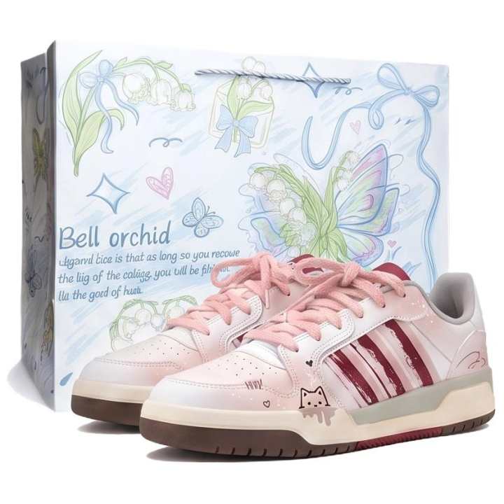 Adidas Adidas ENTRAP Skateboard Shoes Women's Low Top White Pink Gradient Graffiti Color Block