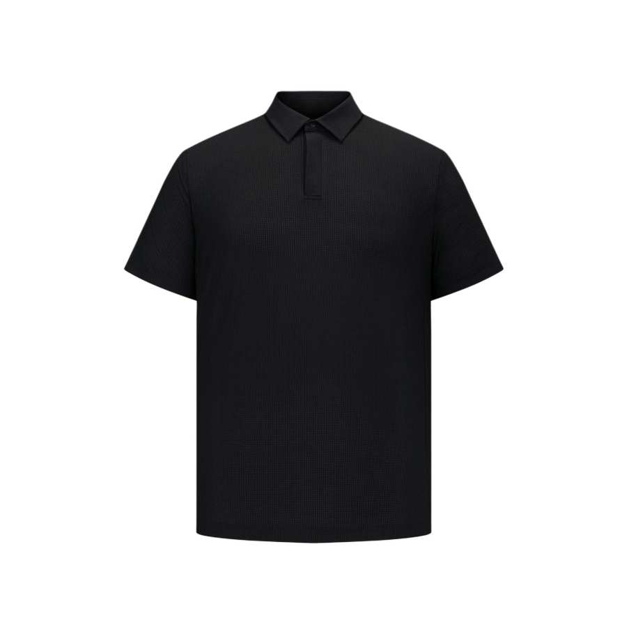 SALOMON Polo Shirts Men's Pitch Black Polo Collar Moderate Straight Fit