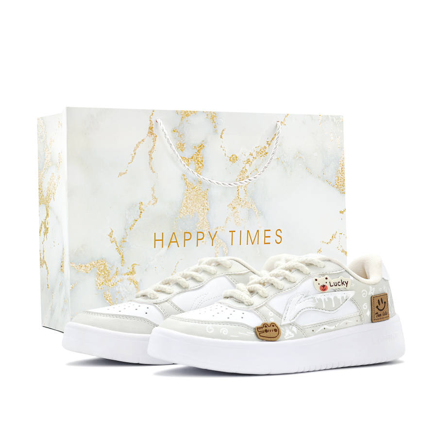 Li-Ning Li Ning Floating Boat Skateboard Shoes Women's Low Top White/Brown/Beige Color Blocking