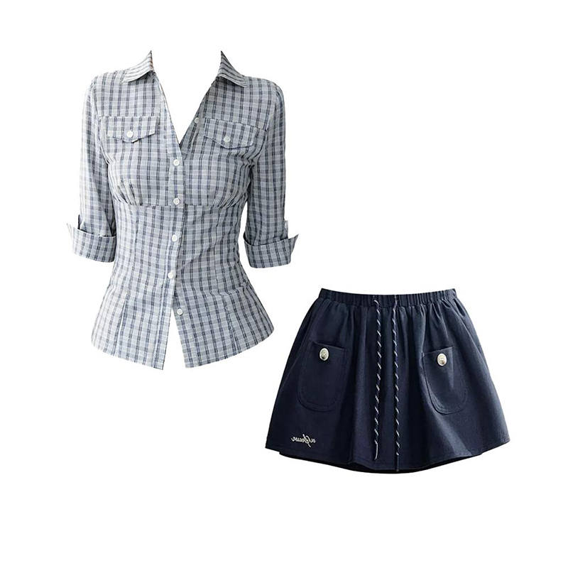 MARIE·COCO Two Piece Skirt Sets Women's Lapel Moderate Short Skirt