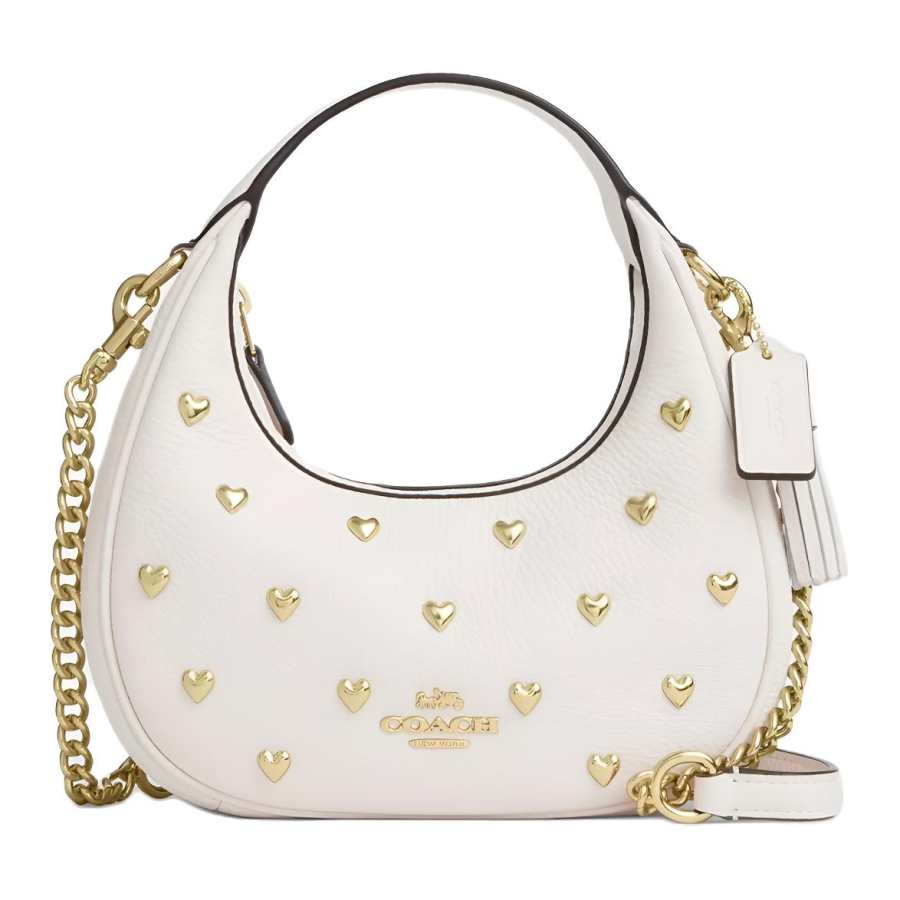 COACH CARMEN Pebble Leather Crossbody Handbag Small Women's Chalk White