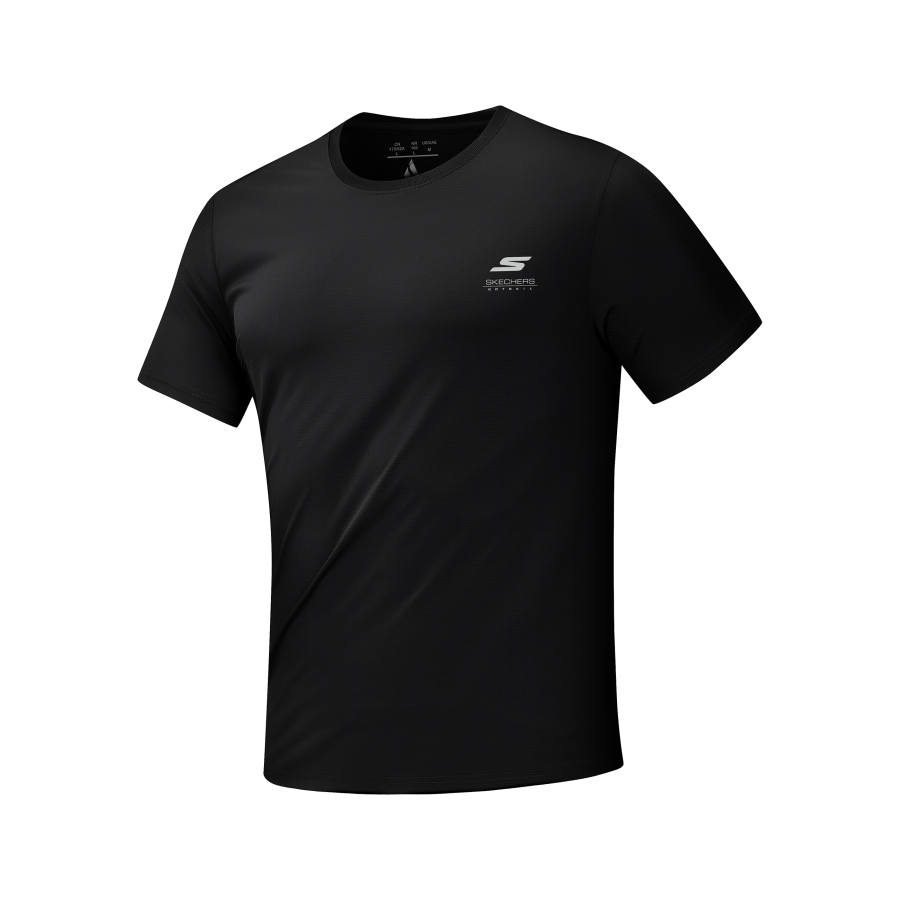 Skechers T Shirts Men's Carbon Black Crew Neck Thin Straight Fit