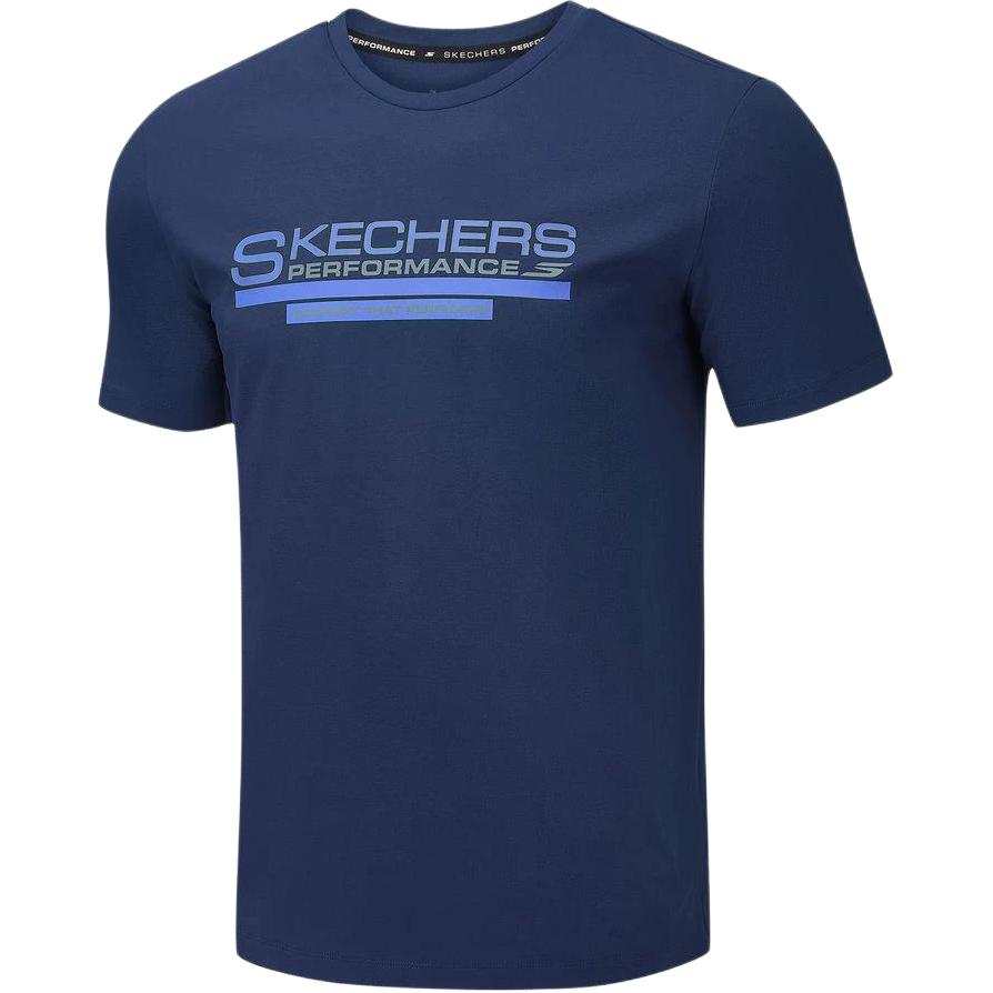Skechers T Shirts Men's Dark Blue/Light Blue Crew Neck Moderate