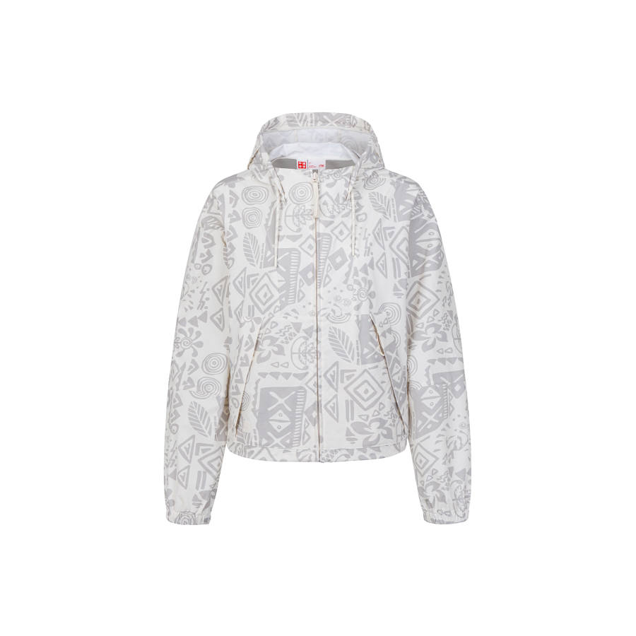 Li-Ning Li Ning Jackets Women's White All Over Print Hooded Moderate Straight Fit
