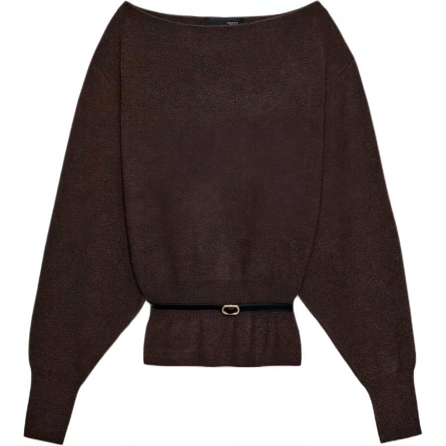 ZARA Knitwear Women's Chocolate Boat Neck Moderate