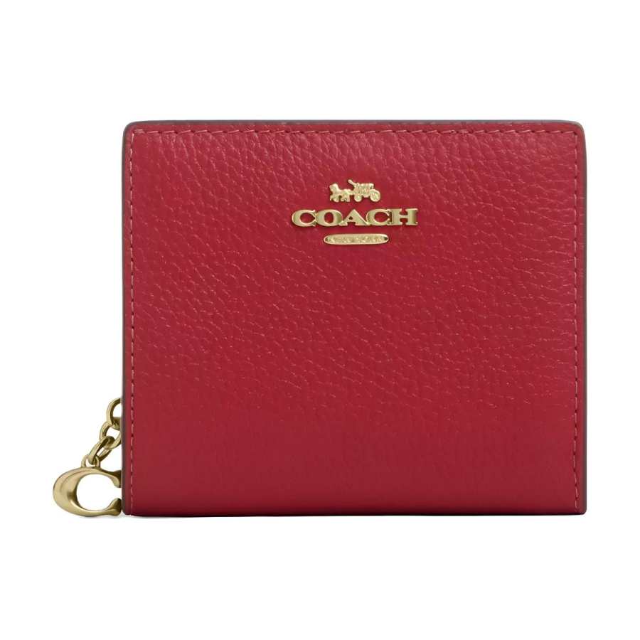 COACH COACH Snap Wallet Pebble Leather Wallet Women's True Red