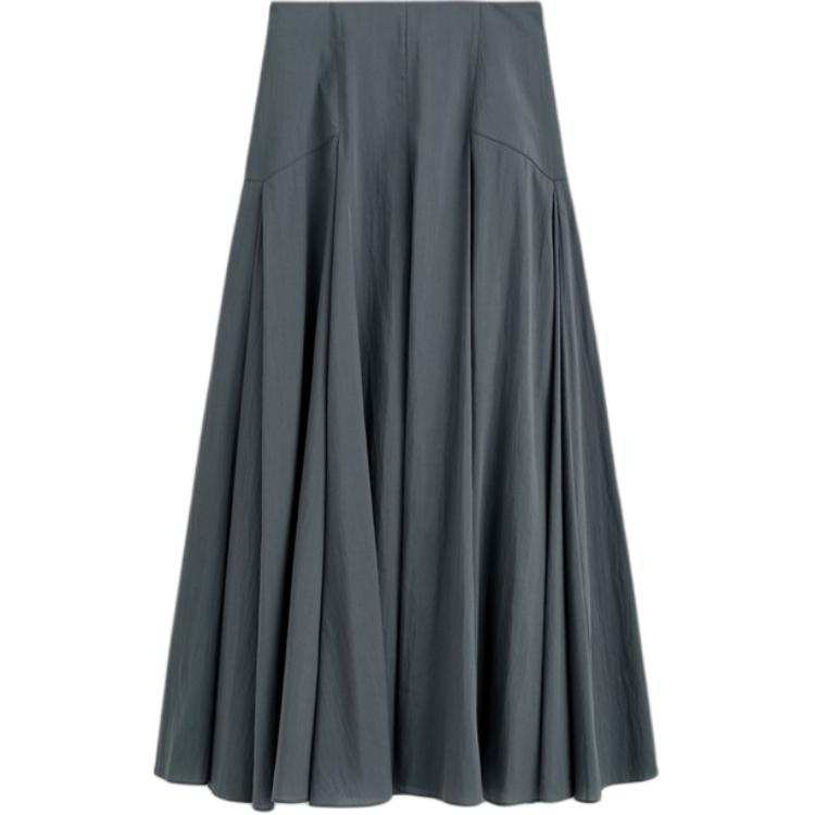 COS Casual Long Skirts Women's Dark Gray Blue Moderate Long Skirt A Line Skirt